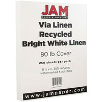 JAM Paper Couverture en papier cartonné Strathmore fini lin, 8 1/2 x 11 po, blanc lumineux, 250 feuilles/rame-Lin blanc lumineux