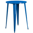 Ensemble de table de bar ronde en métal bleu avec 2 tabourets carrés, intérieur/extérieur, 30 po (CH-51090BH-2-30SQST-BL-GG)-Métal