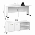 Bush Business Furniture - Bureau de jeu en L 72 po avec rangement Studio A - blanc/blanc-La surface de 72 po du bureau comprend trois passe-fils integres pour garder les fils et les câbles en ordre