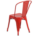 Flash Furniture - Chaise empilable en métal pour l'intérieur/l'extérieur, revêtement en poudre rouge (CH31230RED)-Dos courbé avec latte verticale